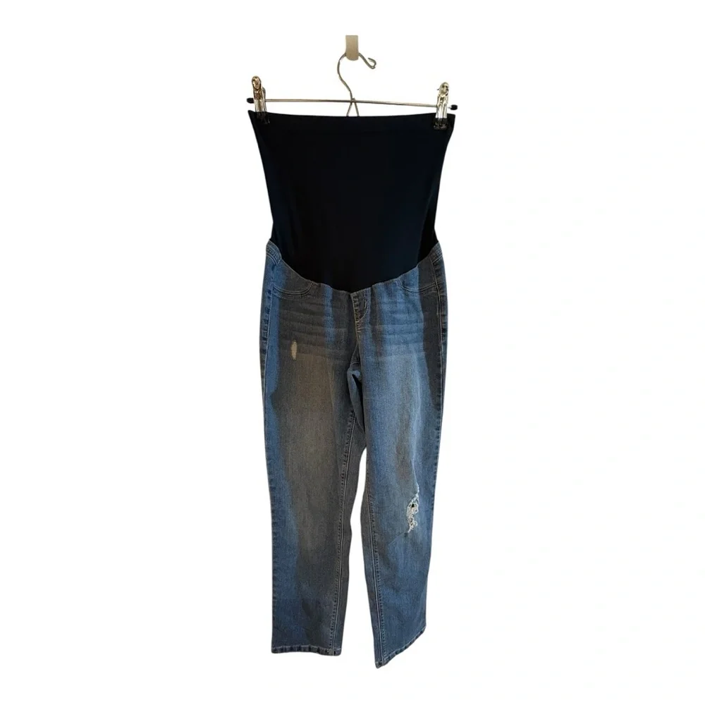 1822 Stylish Blue Women's Maternity Jeans - Picture 2 of 4